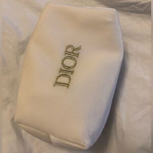 Authentic DIOR Cream Velvet Suede Makeup Bag Cosmetic Pouch Limited Edition